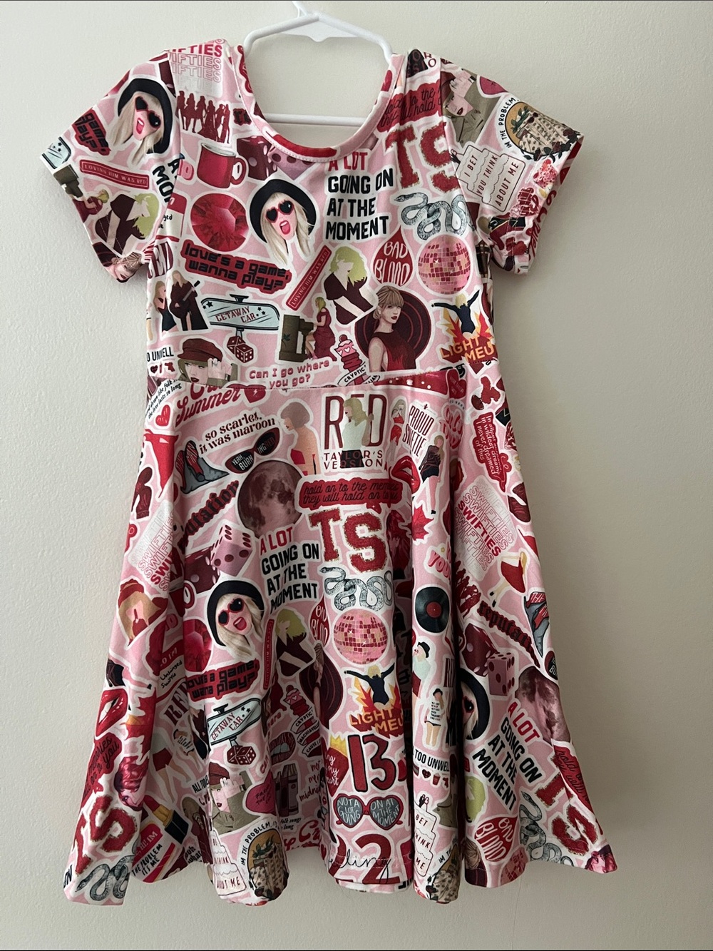 Taylor Swift Girls' Pink Graphic Print Twirl Dress - Casual Playwear